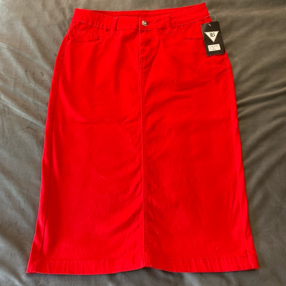 Be Girl Red Denim Skirt NWT